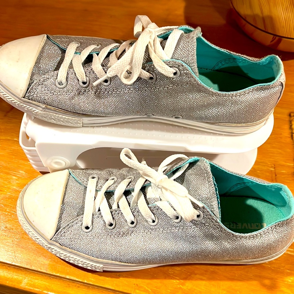 Silver glitter and turquoise Converse size 5 (7/7.5 woman’s)